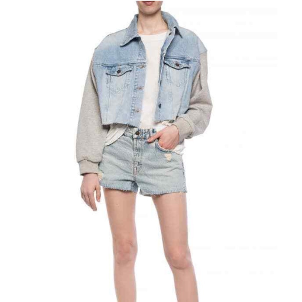 All Saints Light Blue and Gray Jean Jacket
